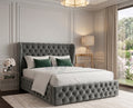 Chesterfield Wing Upholstered Bed Frame With Storage & Mattress Options