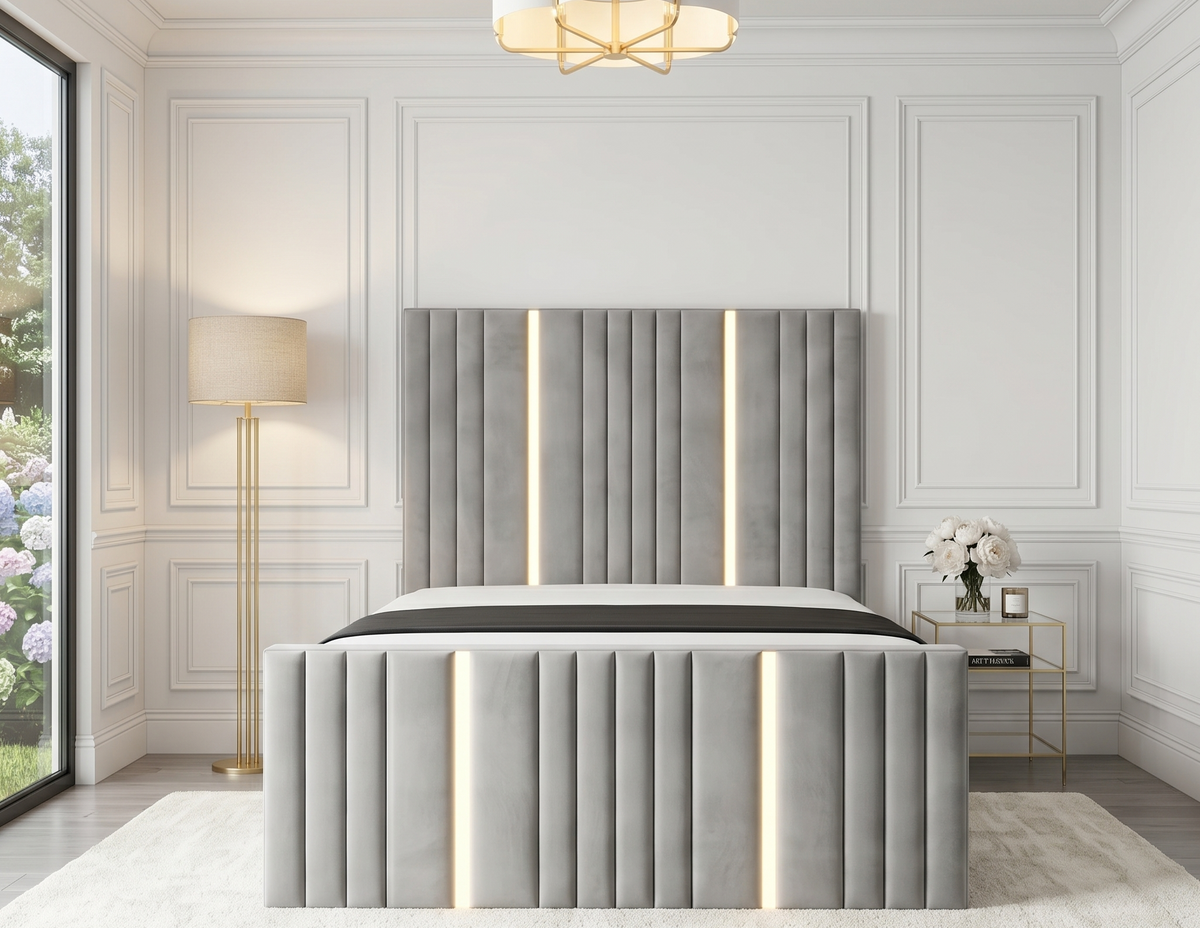 Opaline Blush Luxury  Bed with Ottoman & Mattress Options