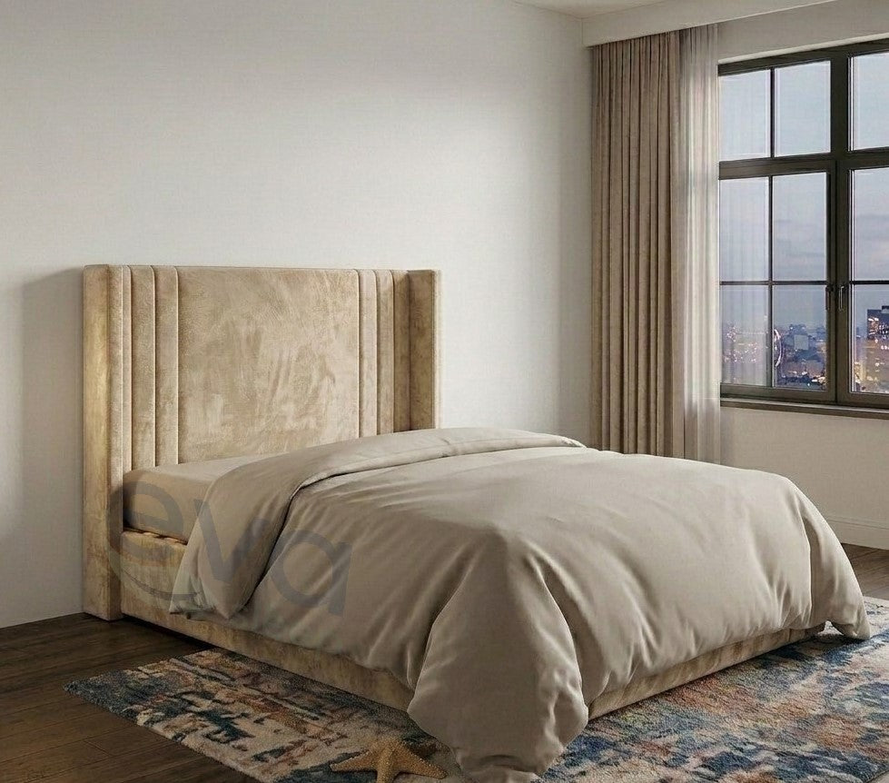 Alaska Luxury Wing Bed Frame With Mattress and Storage Options