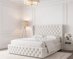 Chesterfield Wing Upholstered Bed Frame With Storage & Mattress Options