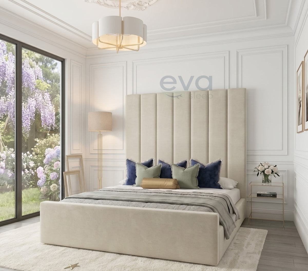 Cloud Escape Panel Headbaord Bed Frame with Ottoman Mattress Options