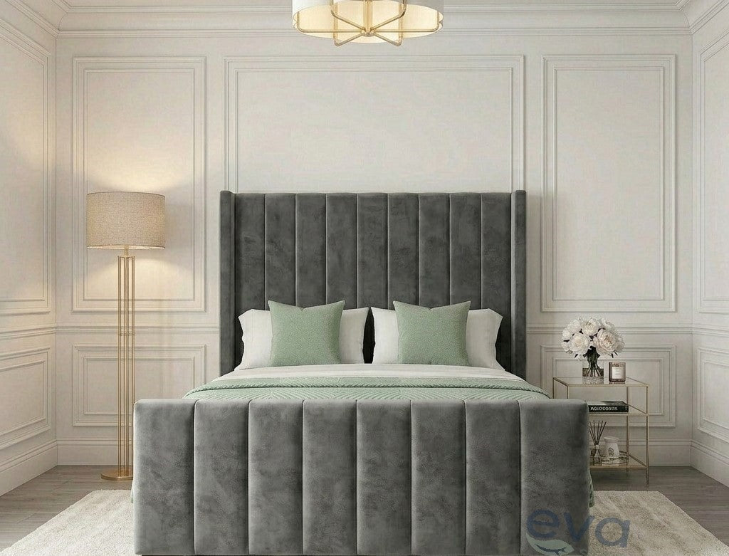Eleze Wing Upholstered Bed Frame Ottoman & Mattress Options