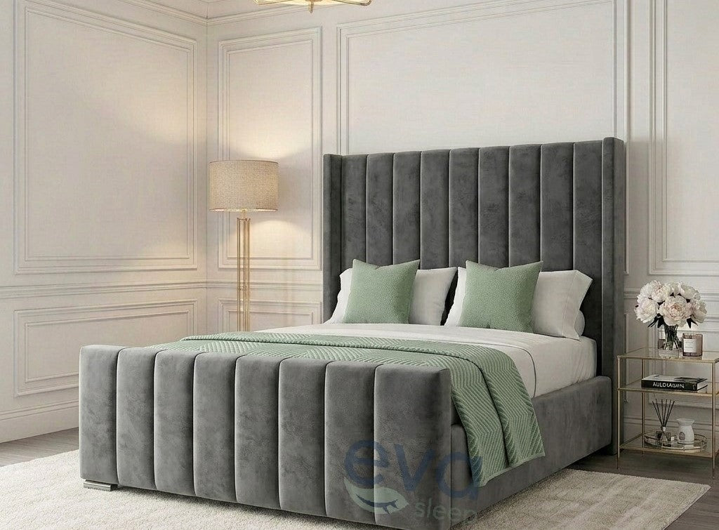 Eleze Wing Upholstered Bed Frame Ottoman & Mattress Options