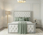 Glitter Fabric Chester Bed Frame | Ottoman & Mattress Options