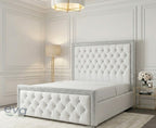 Glitter Fabric Chester Bed Frame | Ottoman & Mattress Options