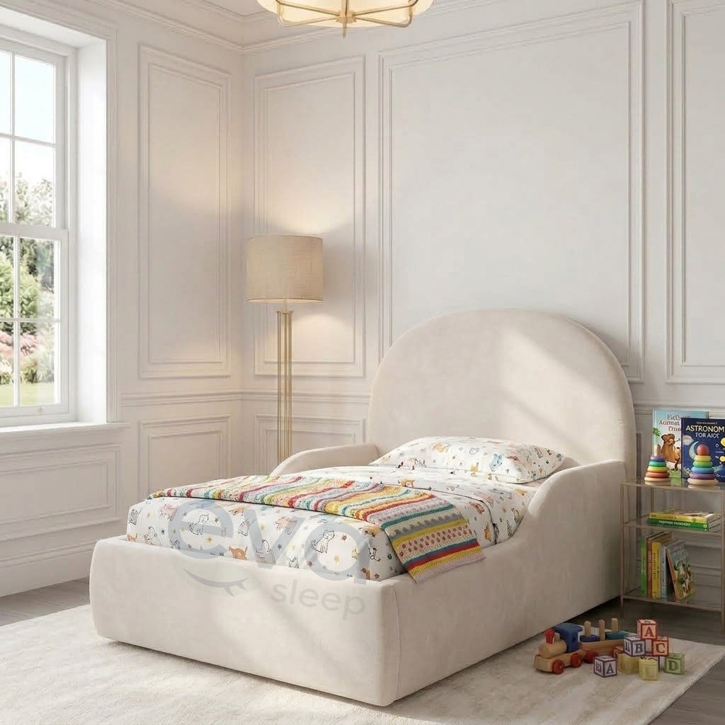 Teddy Fur Lux Kids Bed Frame With Safety Rails - Mattress - Storage Options