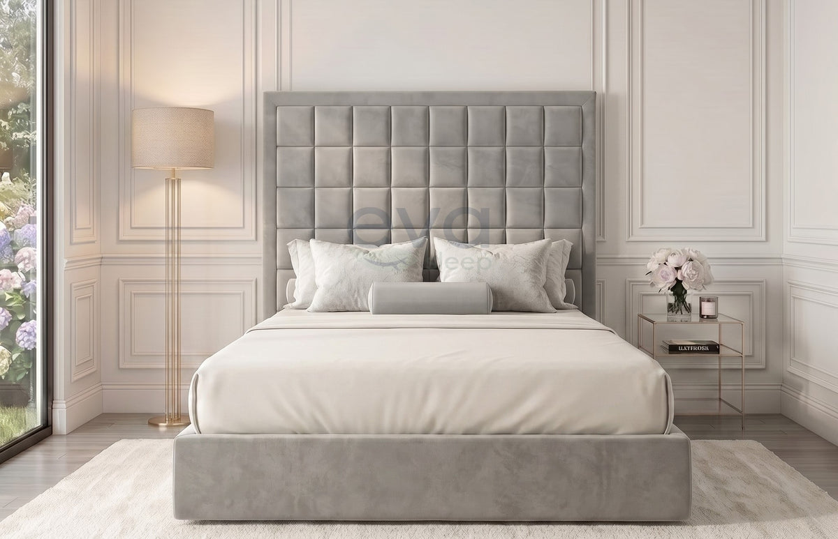 Workshire Cube Velvet Bed Frame with Ottoman & Mattress Options