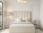 Milan Upholstered Bed with Contrasts fabric piping - Ottoman Mattress Options