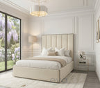 Milan Upholstered Bed with Contrasts fabric piping - Ottoman Mattress Options