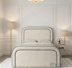 Donia Upholstered Bed with Contrasts fabric piping - Ottoman Mattress Options